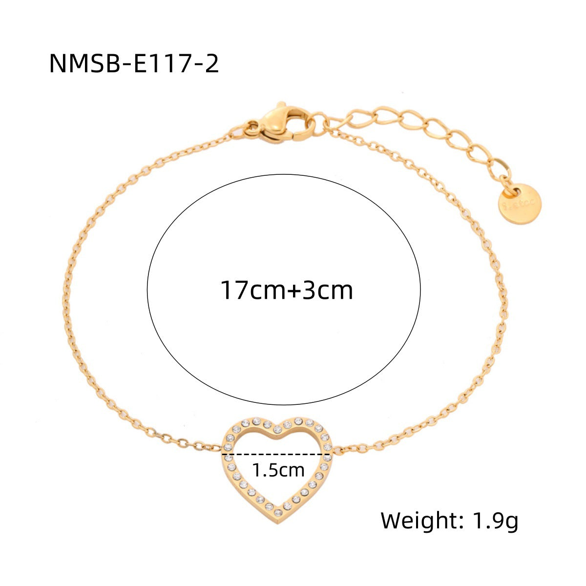 Heart Diamond Stainless Steel Bracelet