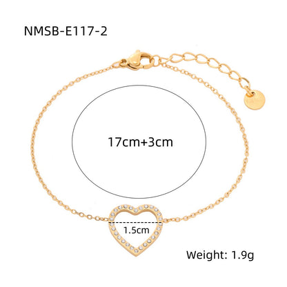 Heart Diamond Stainless Steel Bracelet