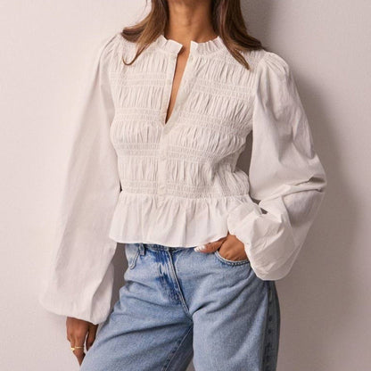 Puff Sleeve Button Slim Cardigan Top
