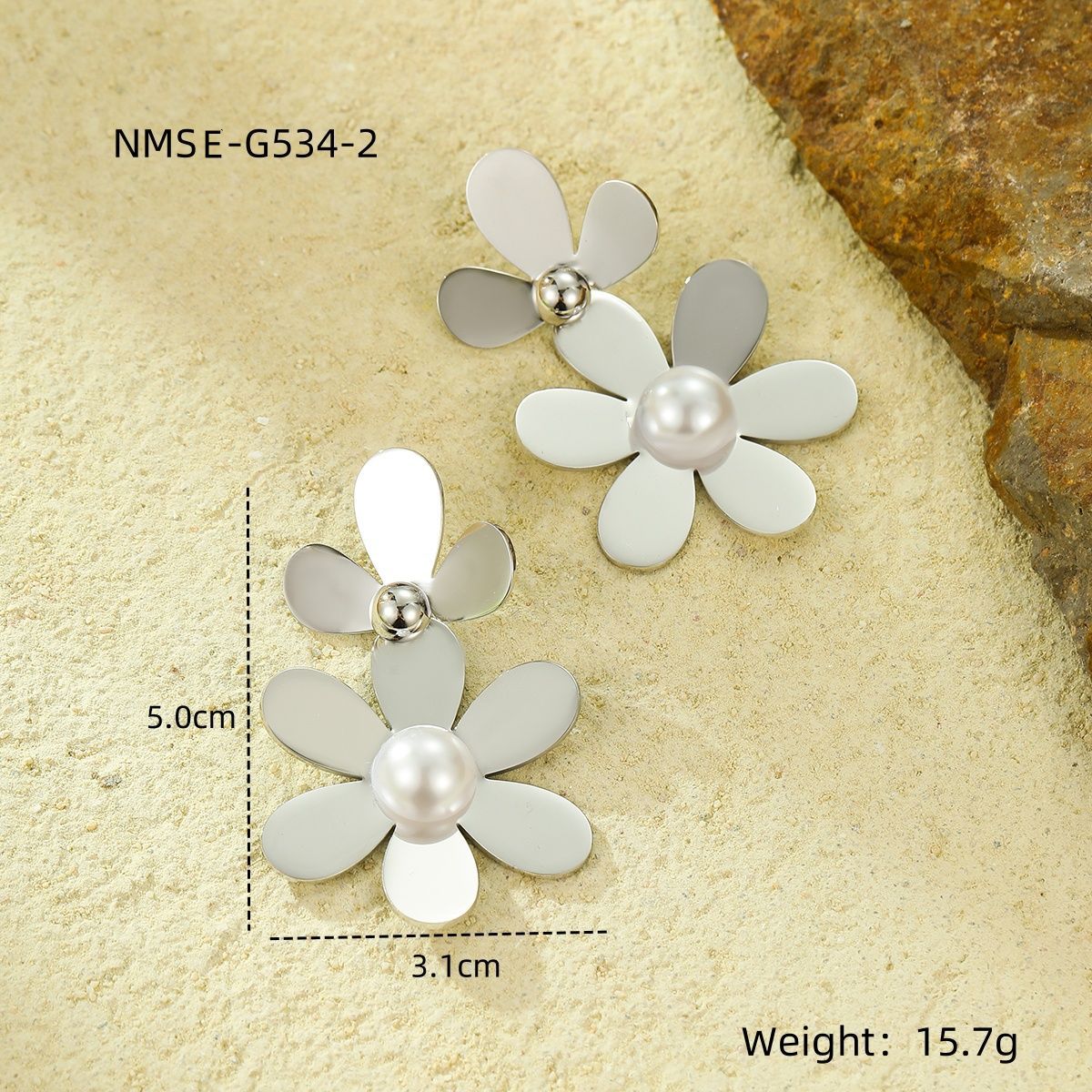 Petal Fringe Pearl Titanium Steel Ear Studs