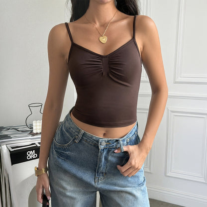 Sexy Pleated Suspender Outerwear Vest Top