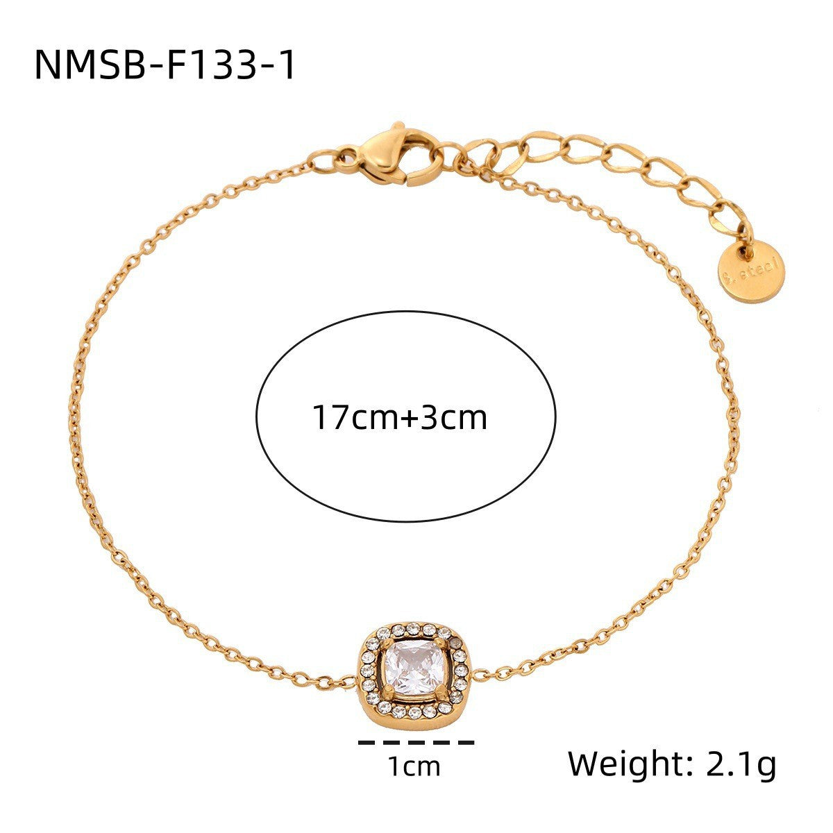 Heart Diamond Stainless Steel Bracelet