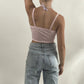 Lace V-Neck Backless Crop Cami Top