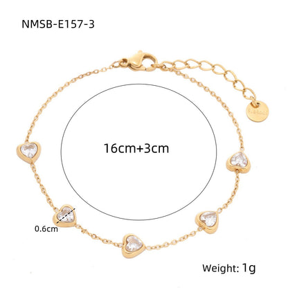 Heart Diamond Stainless Steel Bracelet