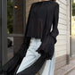 Mesh Ruffle Asymmetric Long Sleeve Chiffon Top