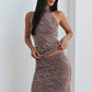 Polka Dot Halter Tie Waist-Slimming Vest Top
