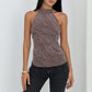 Polka Dot Halter Tie Waist-Slimming Vest Top