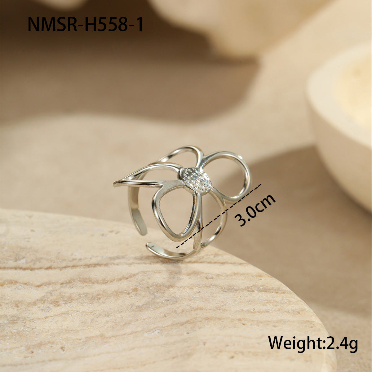 Floral Titanium Steel Ring & Earrings Set