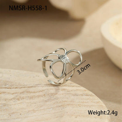 Floral Titanium Steel Ring & Earrings Set