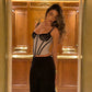 Polka Dot Lace Boning V-Neck Slim Cami Vest