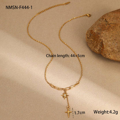 Minimalist Star & Diamond Tassel Necklace