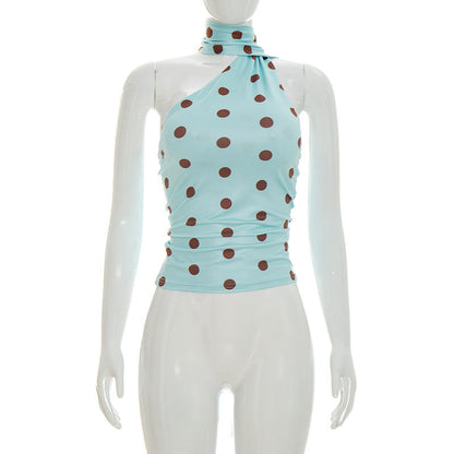 Wave Dot Double Layer Scarf Slim Vest Top