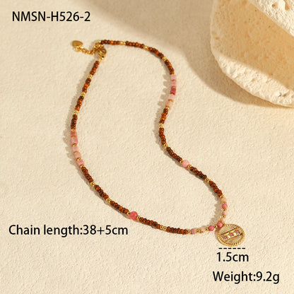 Natural Stone Multi-Charm Clavicle Necklace