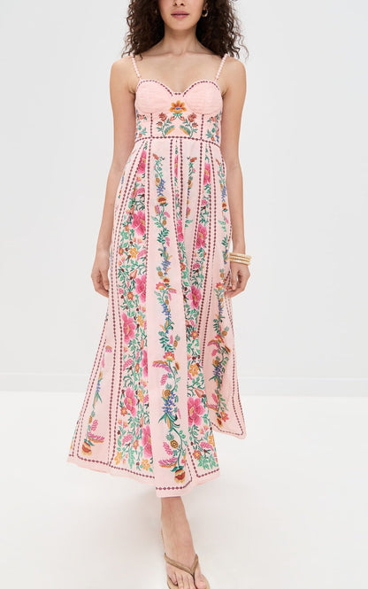 Decorative Bead Sling Printed Holiday Dress