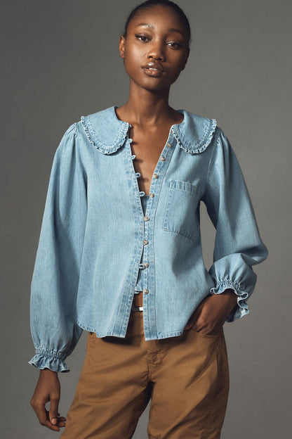 Retro Lightweight Denim Long Sleeve Shirt