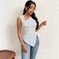 Floral Asymmetric Oblique Square Neck Cinched Slit Slim Vest