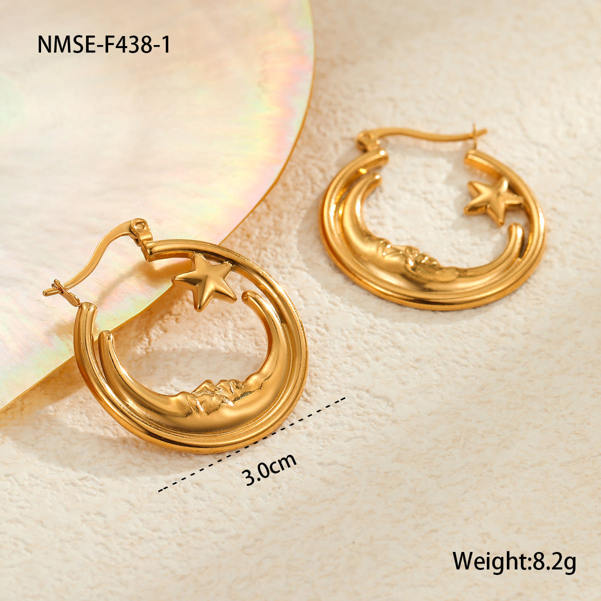 Retro Star Ring Hollow-Out Stainless Steel Stud Earrings