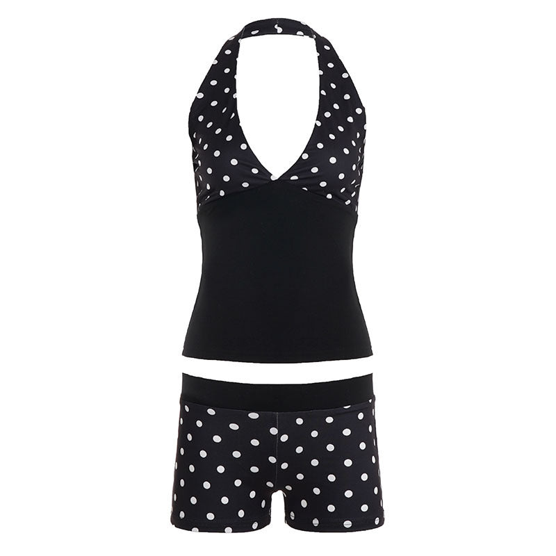 Polka Dot Halter Slim Two-Piece Set
