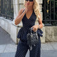 Polka Dot Halter & Wide Leg Pants Two-Piece Set