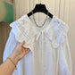Peter Pan Collar Embroidered Tie Sweet Loose Blouse