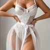Lace Bow Mesh Bubble Skirt Bodysuit