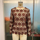 Retro Striped Embroidered Flounce Sleeve Collared Shirt