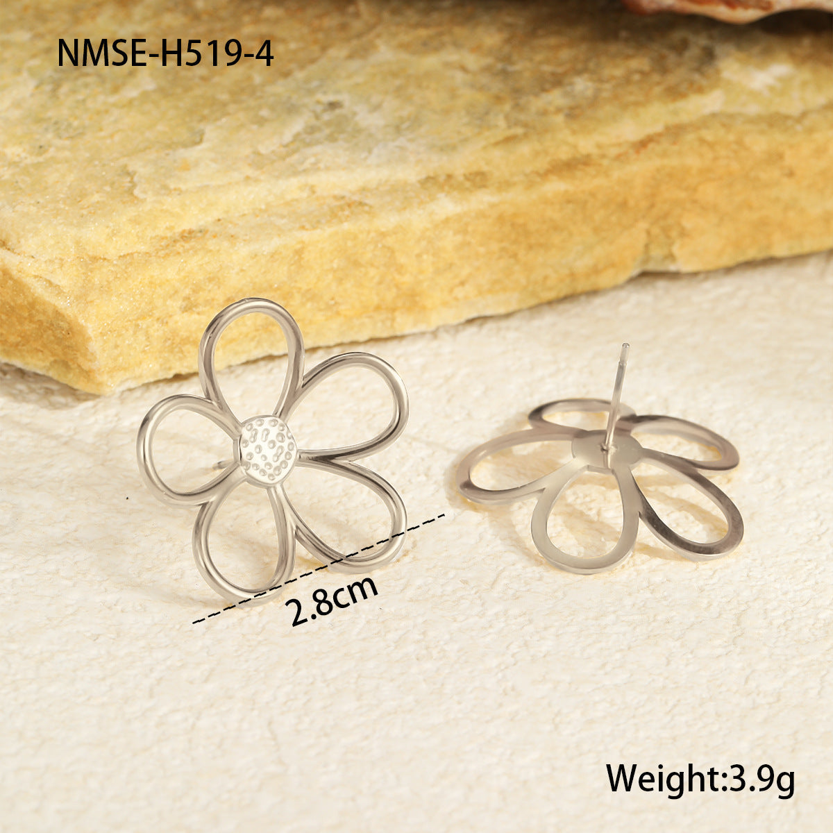Floral Titanium Steel Ring & Earrings Set