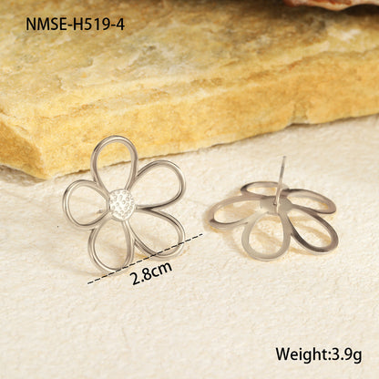 Floral Titanium Steel Ring & Earrings Set