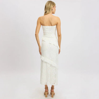 Elegant Tube Top Package Hip Long Maxi Dress