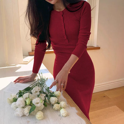 Skinny Hip Slim Fit Knit Maxi Dress