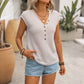 Retro Striped V-Neck Knit Cap Sleeve Top