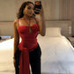 Pleated Thin Strap Halterneck Backless Wrap Top