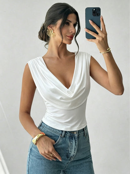 Swing Collar Sleeveless Waist-Slimming Sexy Short Top
