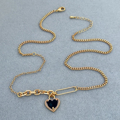 Sweet Heart Zircon Earrings & Clavicle Chain Set