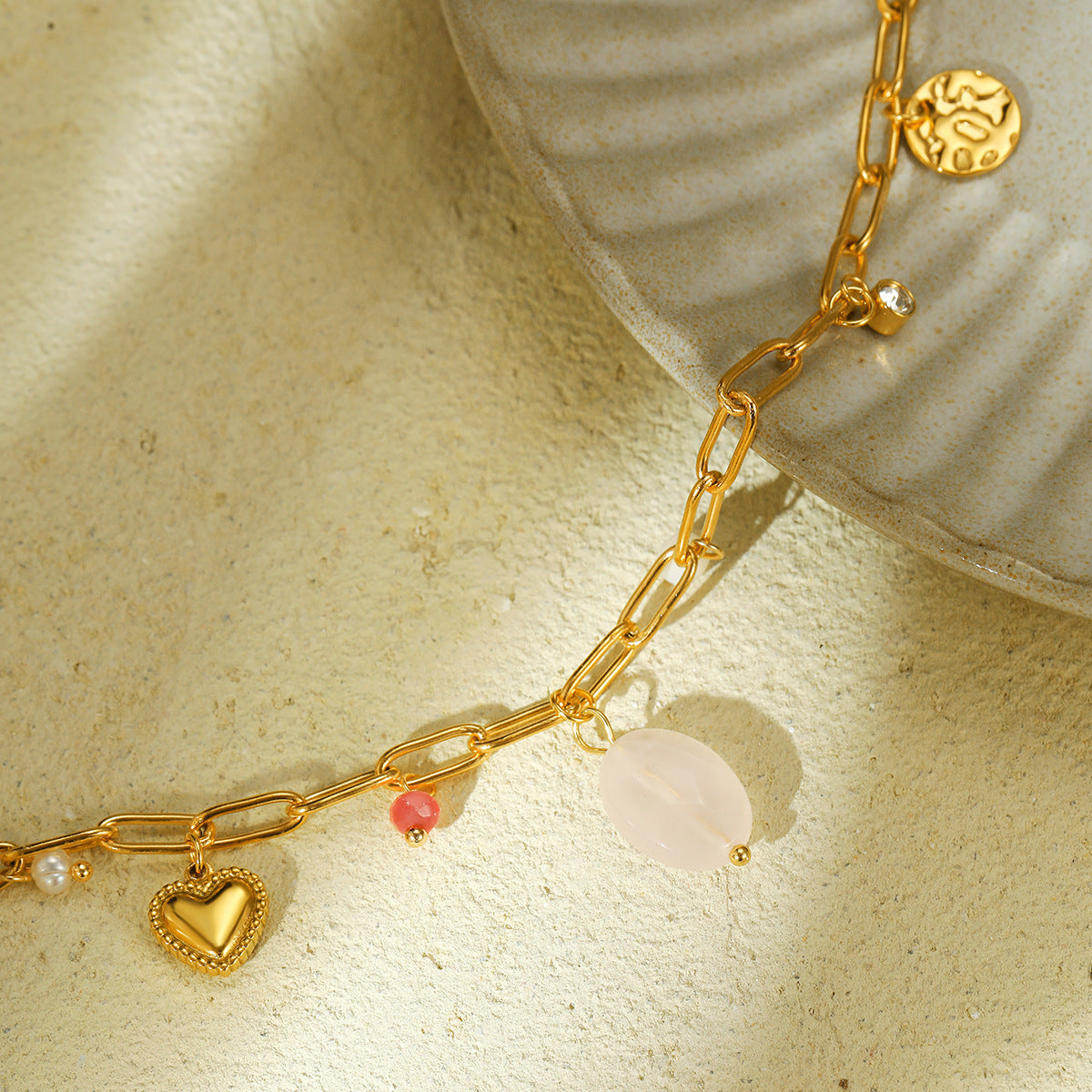 Natural Stone Pearl Stainless Steel Beaded Necklace