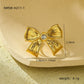 Diamond Bow Stainless Steel Necklace Earring Ring Jewelry Set