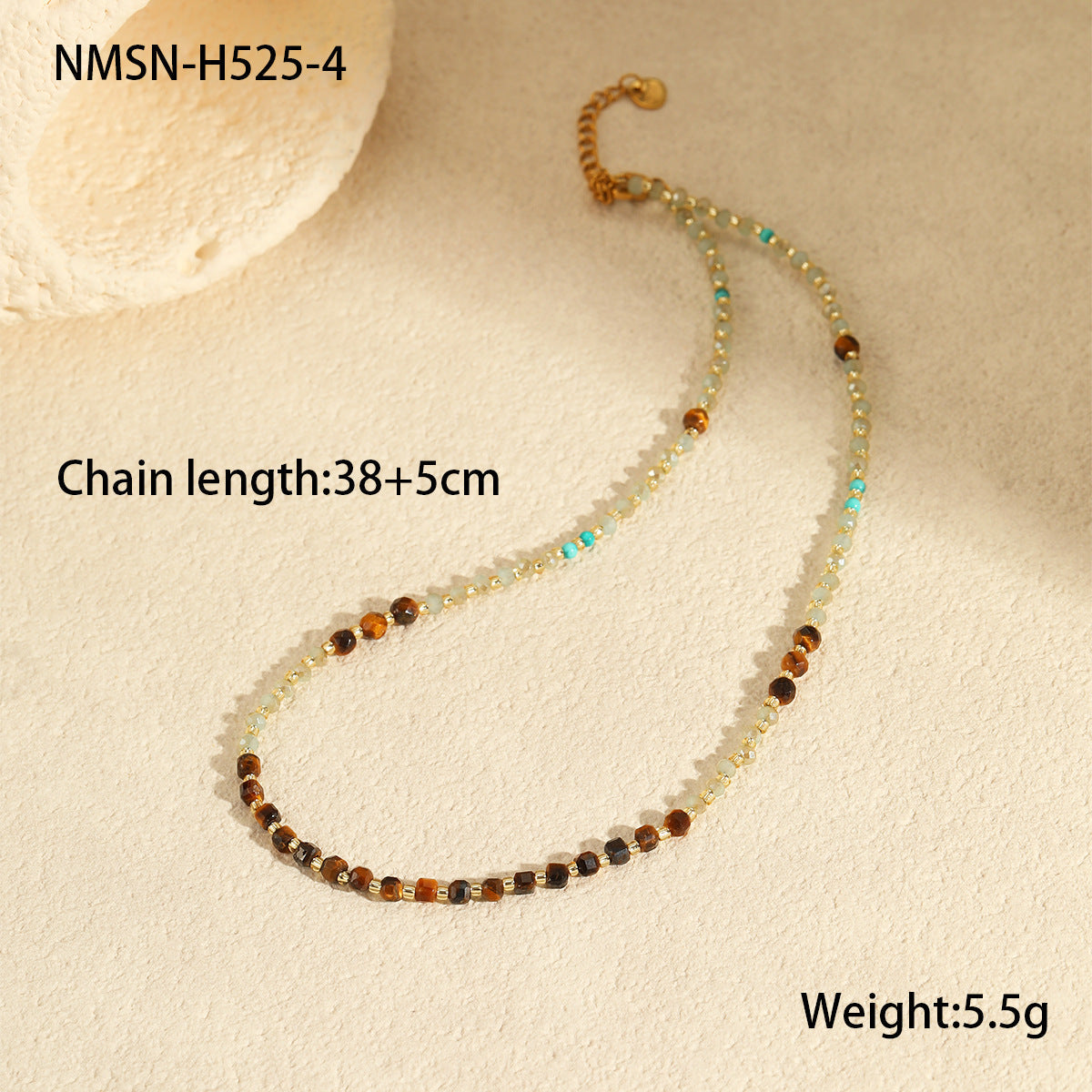 Natural Stone Multi-Charm Clavicle Necklace