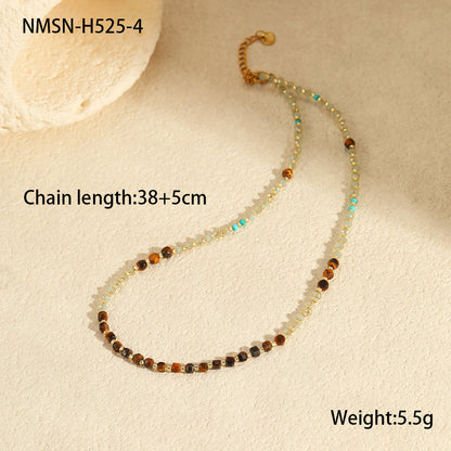 Natural Stone Multi-Charm Clavicle Necklace