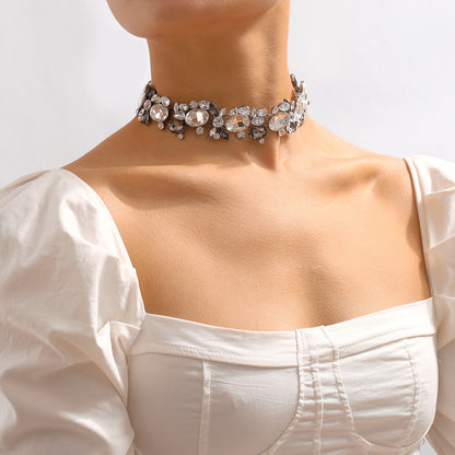 Diamond Embellished Clavicle Chain Necklace