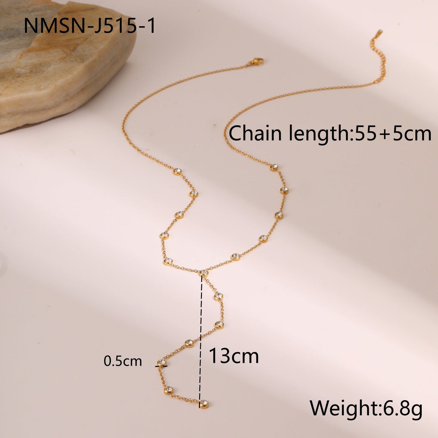 Long Fringed Zircon Y-Chain Necklace