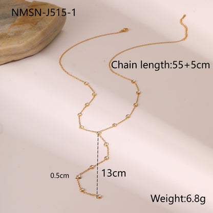 Long Fringed Zircon Y-Chain Necklace