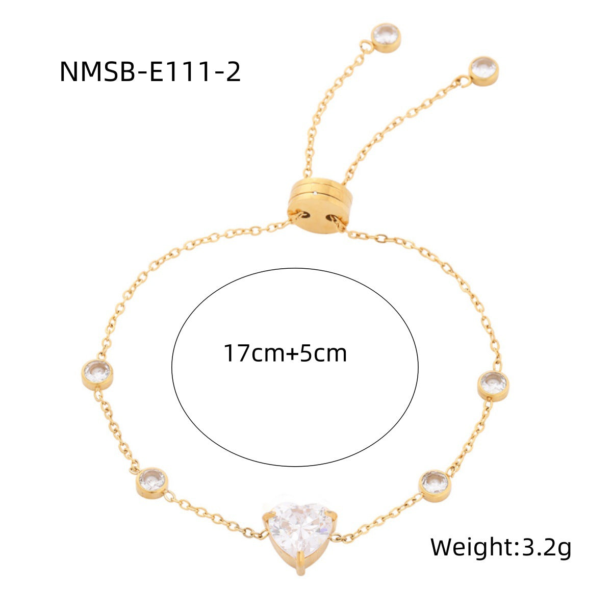 Heart Diamond Stainless Steel Bracelet