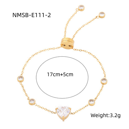 Heart Diamond Stainless Steel Bracelet