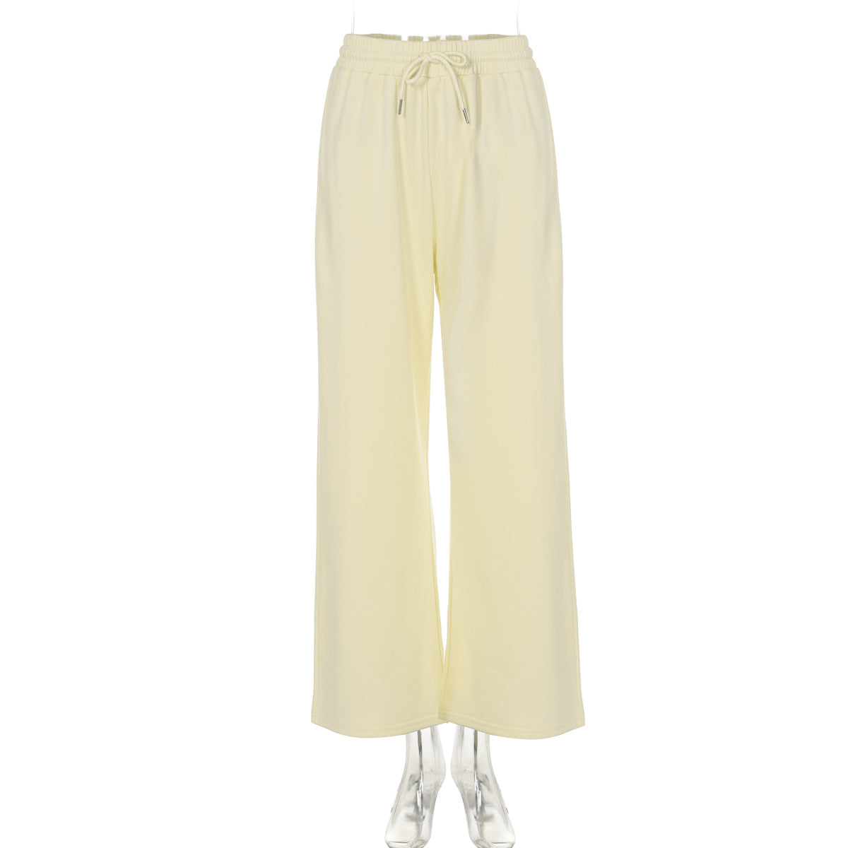 Casual Loose Drawstring Waist Solid Color Trousers
