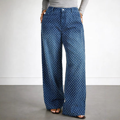 Plus Size Starry Sky Crocheted Wide Leg Jeans