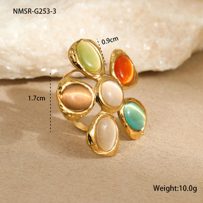 18K Gold Opal Floral Drop Earrings