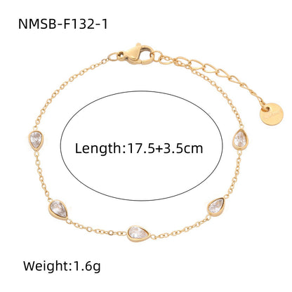Heart Diamond Stainless Steel Bracelet