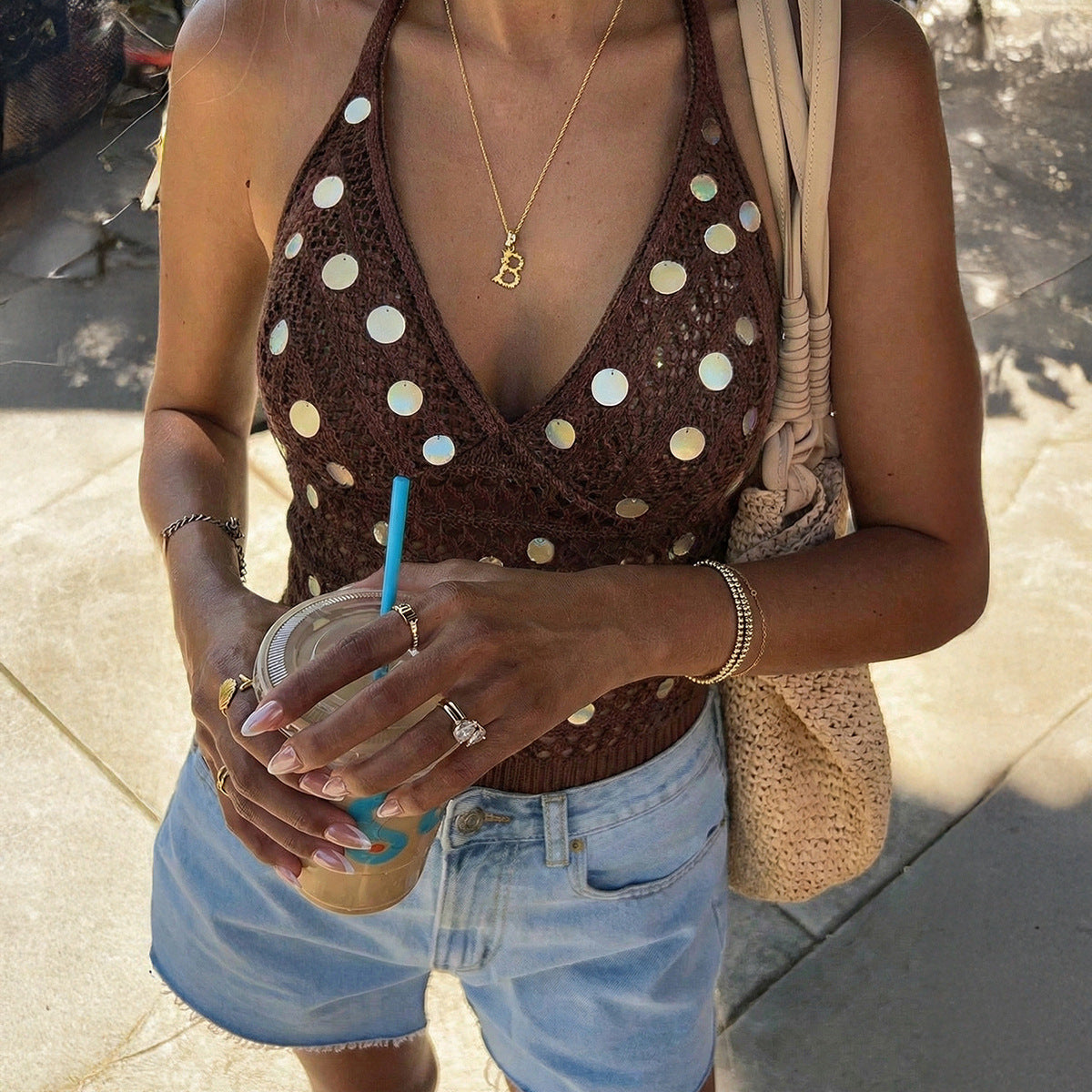 Polka Dot Short Brace Cami Top