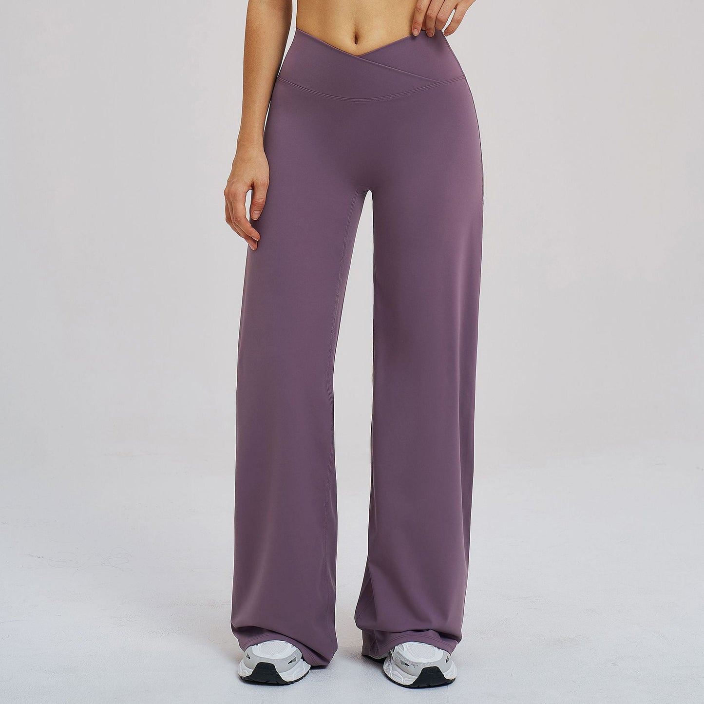 Cross Waist Brushed Loose Wide Leg Sports Pants