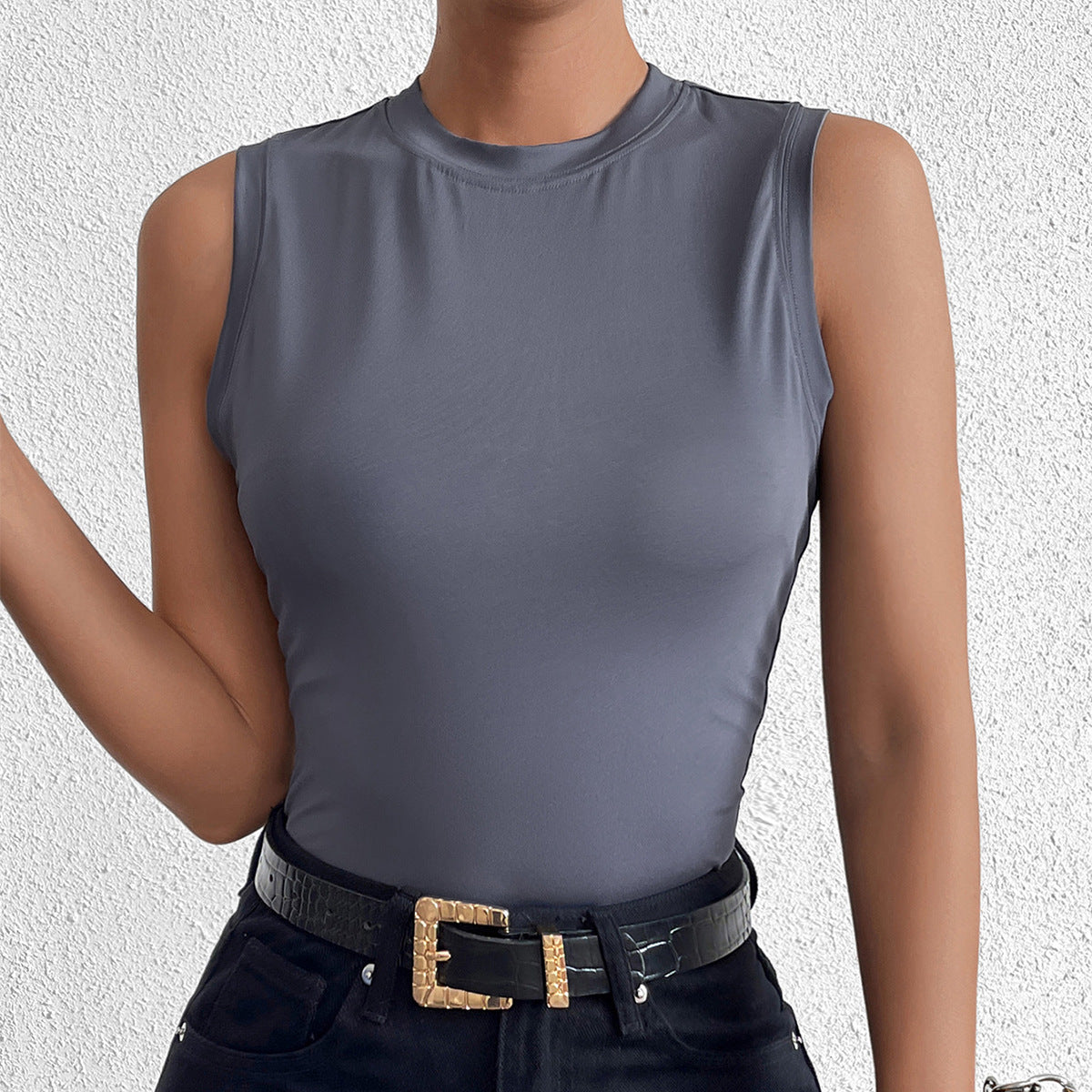 Sleeveless Slim Fit Silk Vest Top